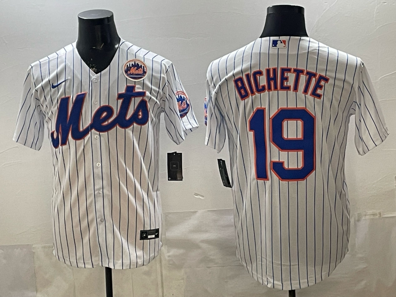 Men MLB New York Mets #19 Bo Bichette white Nike jersey 001